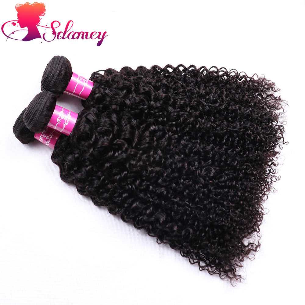 Sdamey Curly Wave 13x4 Lace Frontal With 3 Bundles