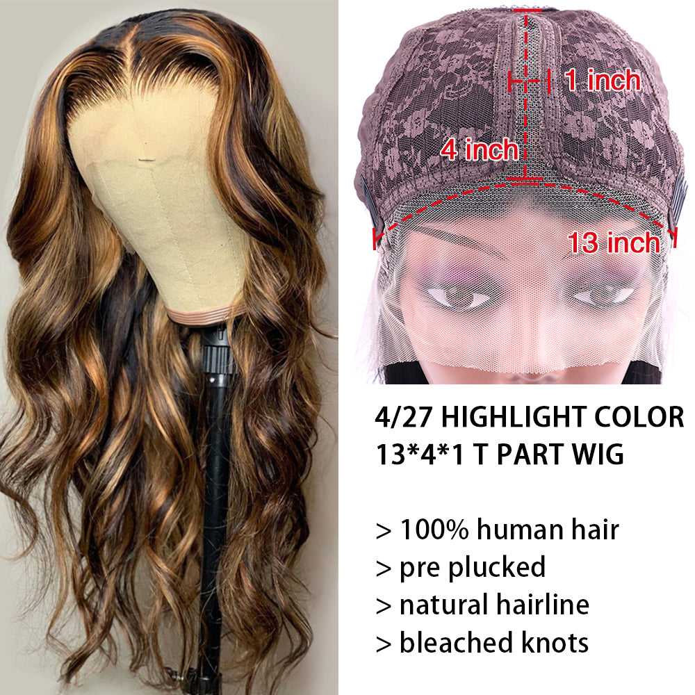Highlight Wig Body Wave 13x1 Lace Front Human Hair Wig