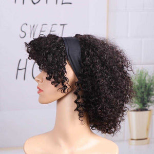 18-32inch Curly Wave HEADBAND WIG With Bang Curly Human Hair Wigs