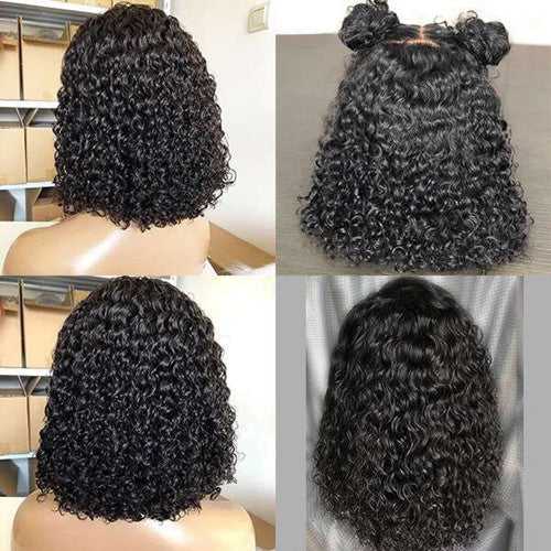 HD Transparent 13x6 Lace Front Wig Short Curly Bob Wig For Black Women