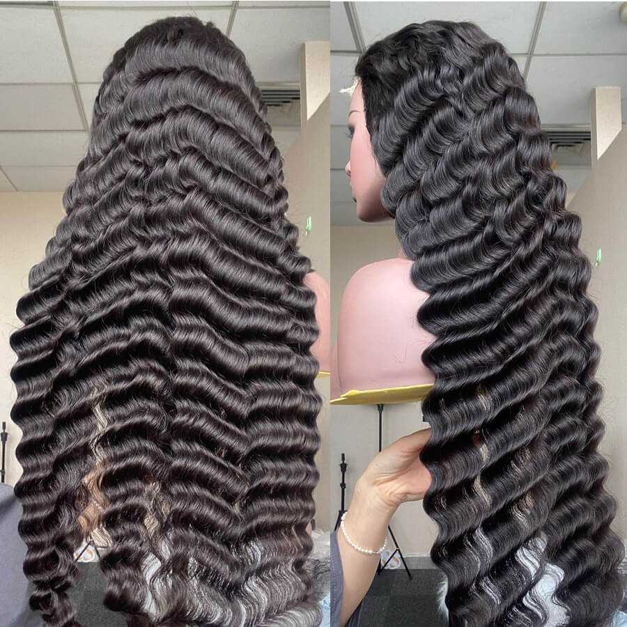 HD Transparent Lace Wig Long Length Loose Deep Wave Human Hair Wigs