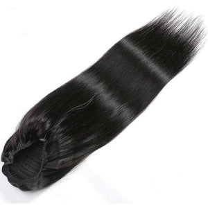 Straight Human Hair Ponytail Extensions Drawstring Ponytail