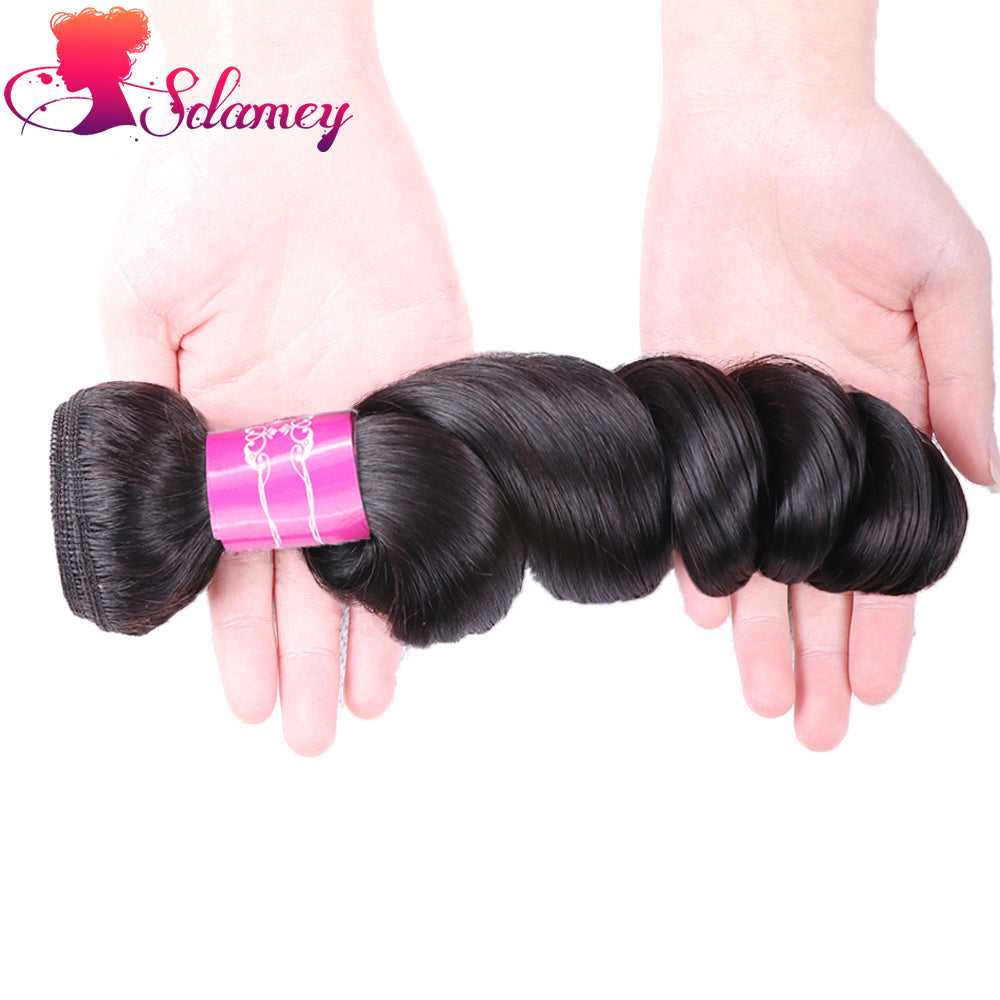 Sdamey Loose Wave 13x4 Lace Frontal With 3 Bundles