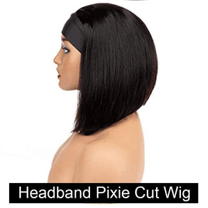 
            
                Load image into Gallery viewer, Short Straight Pixie Cut Lace Front Human Hair Wigs Headband Wig
            
        