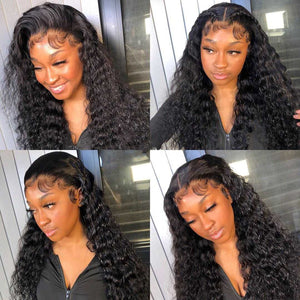 HD Transparent 360 Lace Frontal Wig 13×6 Deep Wave Frontal Wig 5×5 Deep Curly Lace Closure Human Hair Wigs For Women