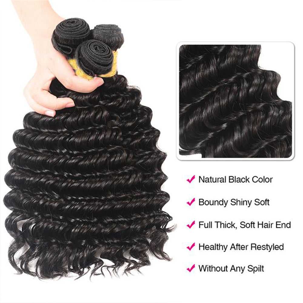 
            
                Load image into Gallery viewer, Sdamey Deep Wave Bundles With 6X6 Lace Closure 3 Bundles With Closure
            
        