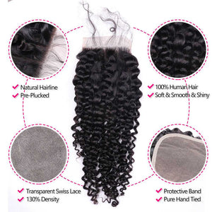 
            
                Load image into Gallery viewer, Sdamey Brazilian Curly Wave Transparent 4x4/5x5 Lace Closure
            
        
