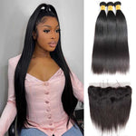 Sdamey Straight 13x6 Lace Frontal With 3 Bundles