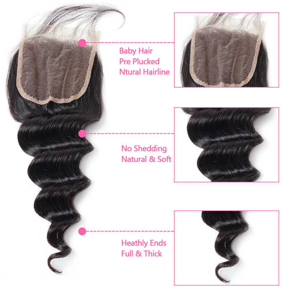 
            
                Load image into Gallery viewer, Sdamey 4x4 Lace Closure Brazilian Loose Deep Human Hair Lace Closure
            
        