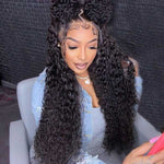 HD Transparent Lace Wig Long Length Water Wave Human Hair Wigs