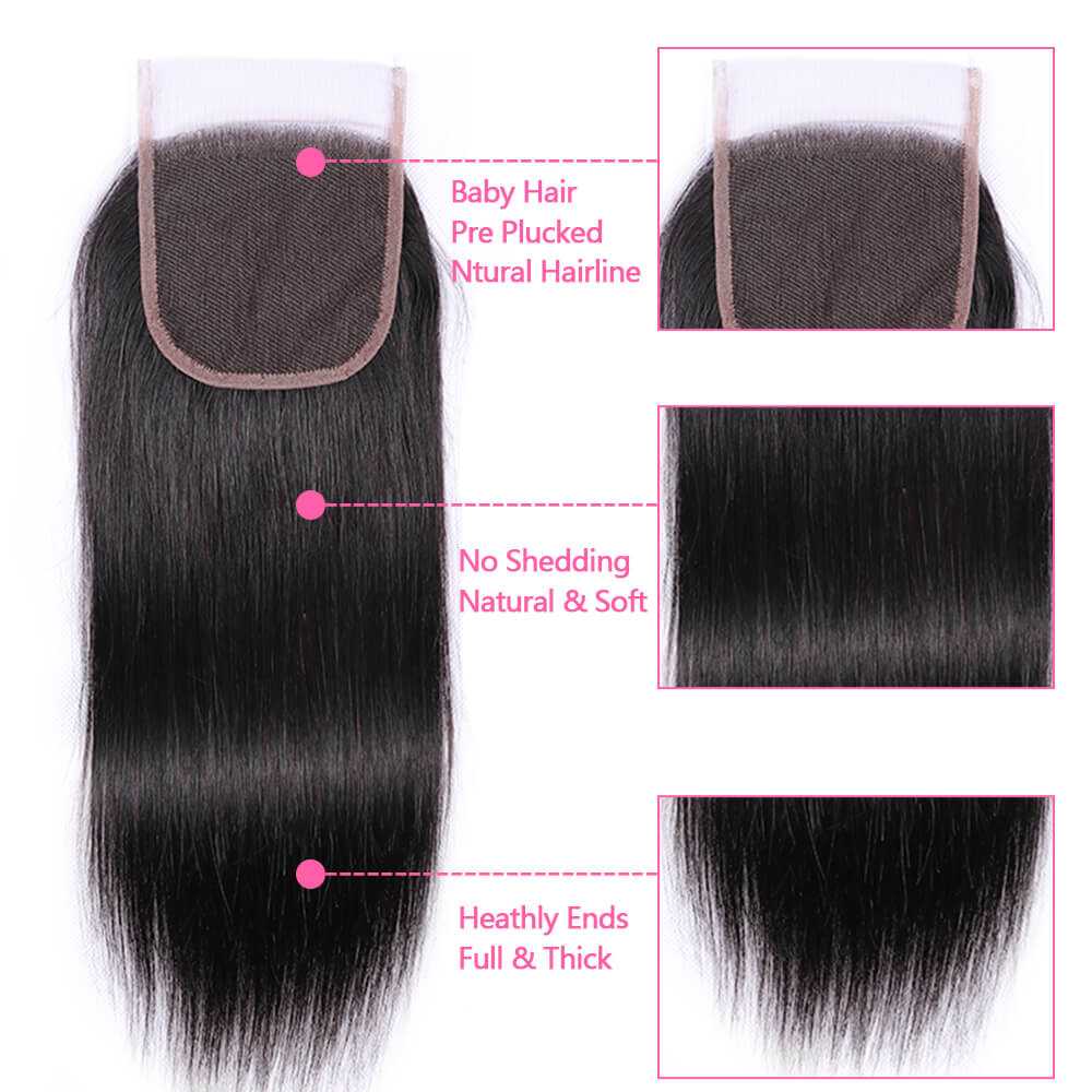 
            
                Load image into Gallery viewer, Sdamey Brazilian Strtaight Virgin Human Hair 4x4 Lace Closure
            
        