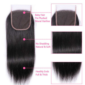 Sdamey Straight Hair Bundles With 5x5 Lace Closure 3 Bundles With Closure
