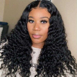 Deep Wave 13x6 Transparent Lace Frontal Wigs Sdamey Human Hair Wigs