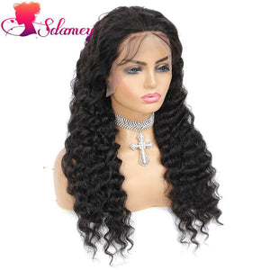 Sdamey Deep Wave Frontal Wig 13X4 Lace Front Wig 180% 250% Density