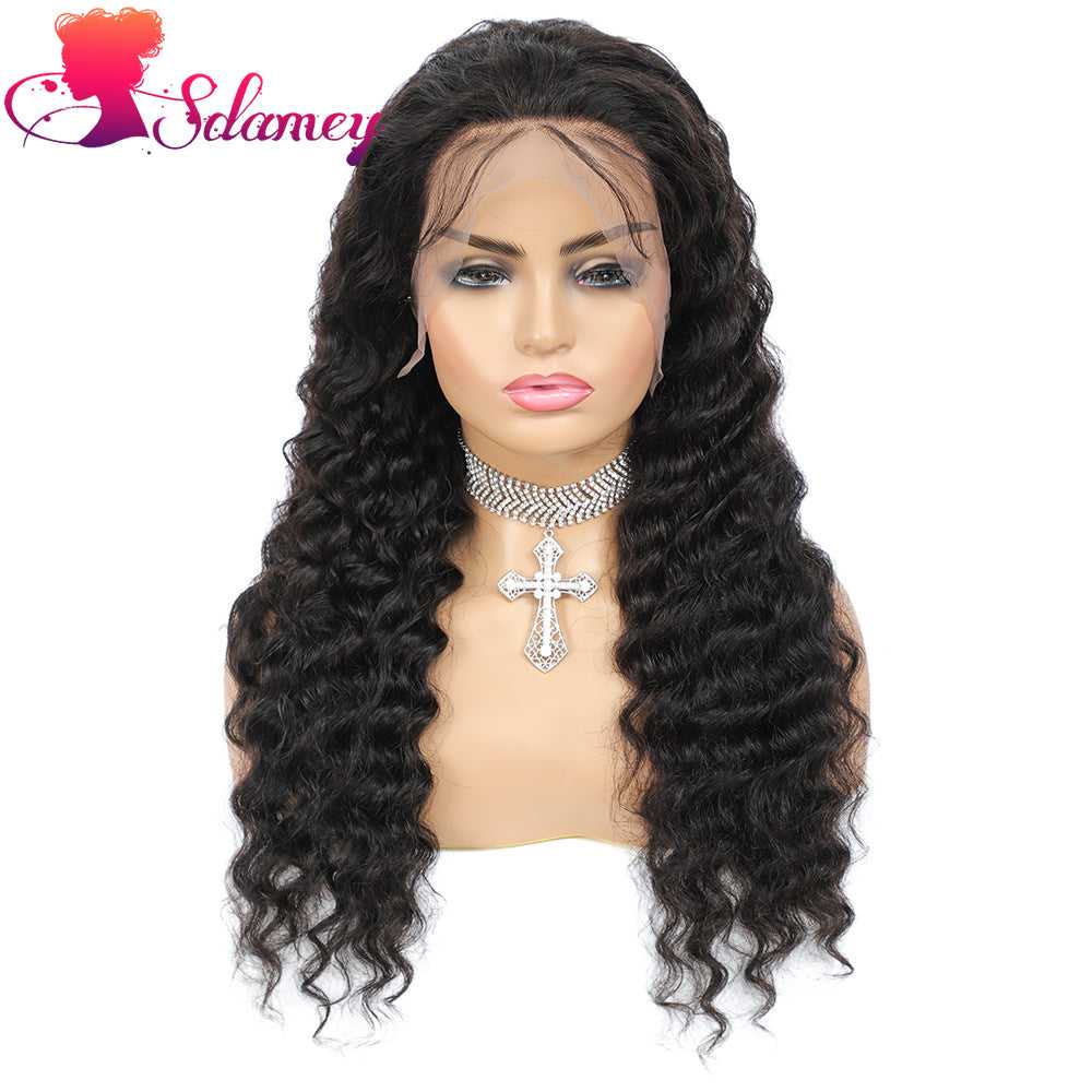 
            
                Load image into Gallery viewer, Sdamey Deep Wave Frontal Wig 13X4 Lace Front Wig 180% 250% Density
            
        