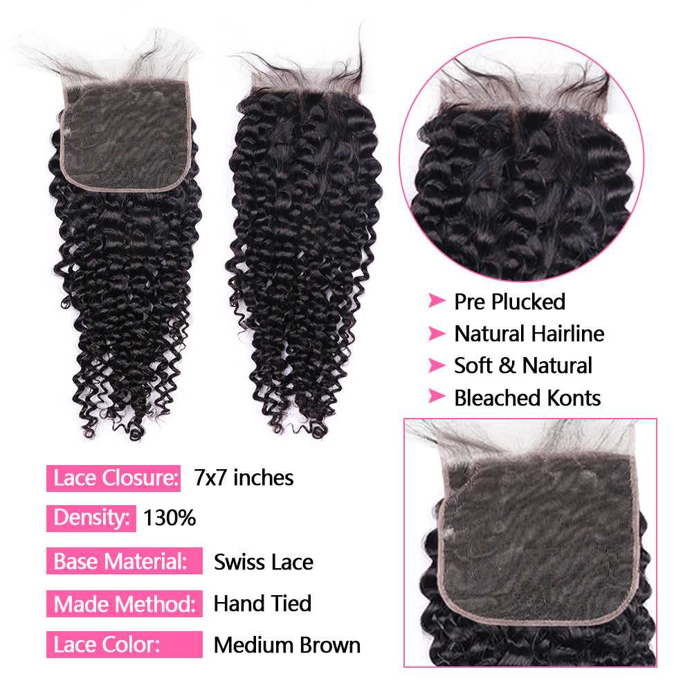 
            
                Load image into Gallery viewer, Sdamey Brazilian Curly Wave Human Hair 7X7 Lace Closure
            
        