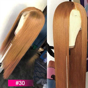 2# 4# 27# 30# Colored Human Hair Wigs Straight Lace Front Wigs For Women