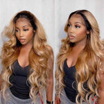 Ombre Color Honey Blonde Body Wave Lace Front Wigs Pre Plucked