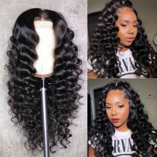 HD Transparent 360 Lace Frontal Wigs Loose Wave Human Hair Wigs Sdamey