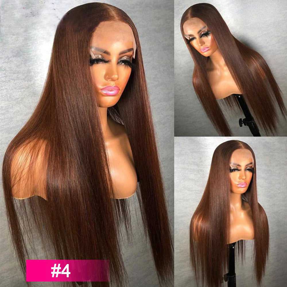2# 4# 27# 30# Colored Human Hair Wigs Straight Lace Front Wigs For Women