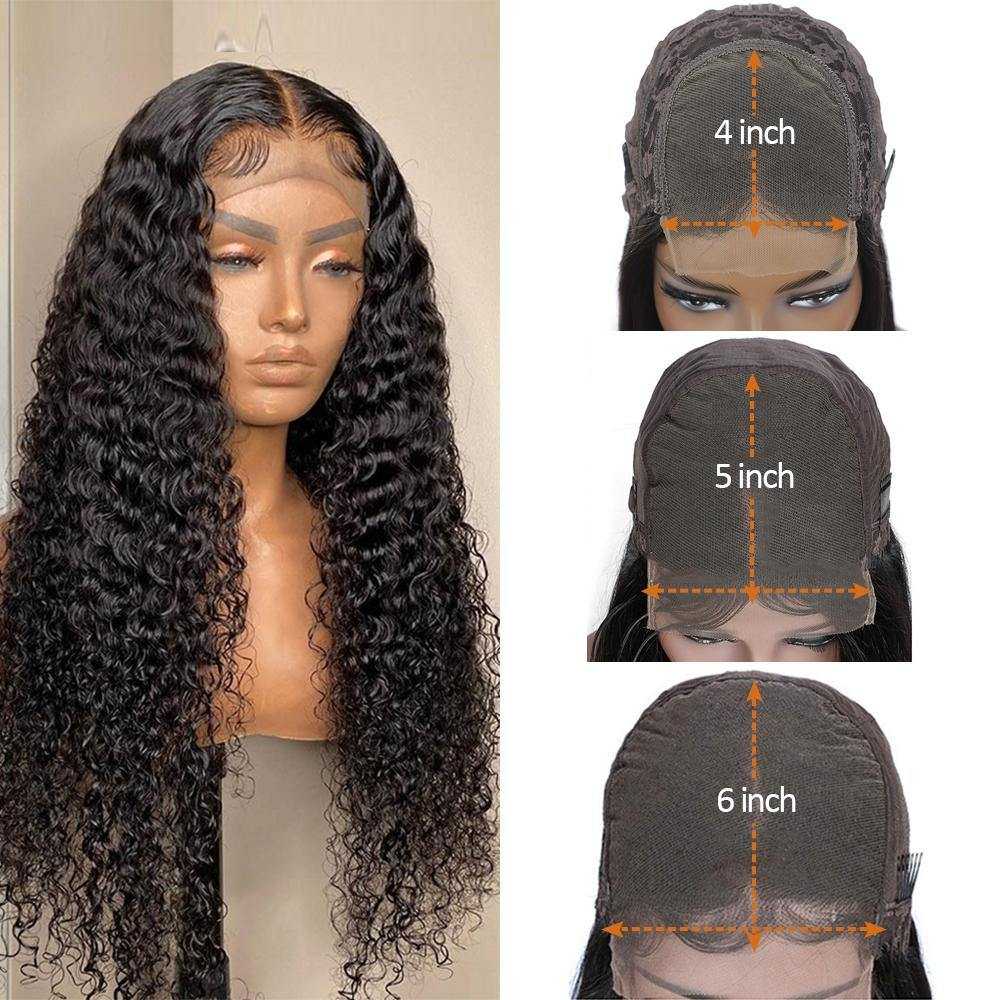 Sdamey Curly Wig Transparent Lace 4x4 5x5 6x6 Lace Closure Wigs Human Hair