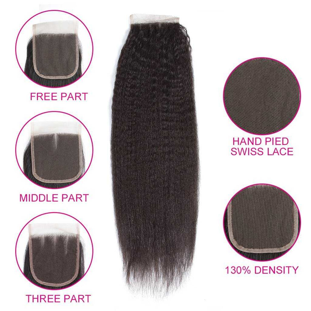 
            
                Load image into Gallery viewer, Sdamey Kinky Straight Bundles With 5x5 Lace Closure 3 Bundles With Closure
            
        