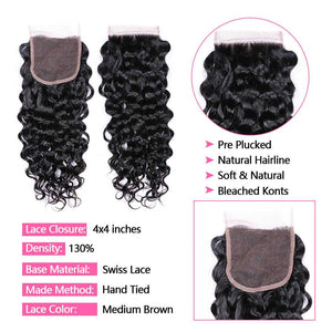 
            
                Load image into Gallery viewer, Sdamey 4x4 Lace Closure Brazilian Water Wave Human Hair Closure Lace Hair Extensions
            
        