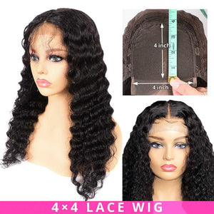 Glueless Deep Wave 4x4/5x5 Lace Closure Wig sdamey 100% Human Hair Wigs