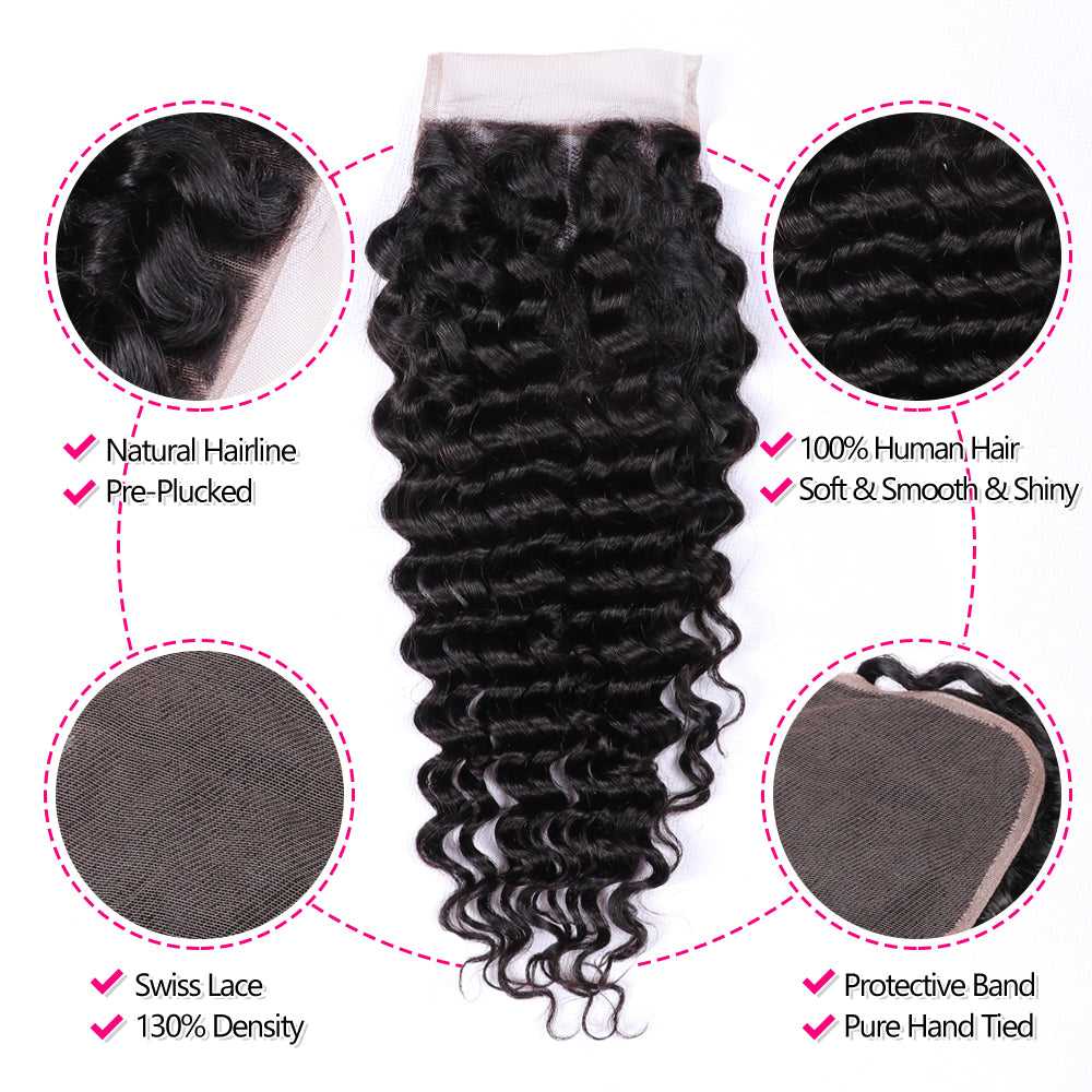 
            
                Load image into Gallery viewer, Sdamey Brazilian Deep Wave Human Hair 6X6 Lace Closure
            
        