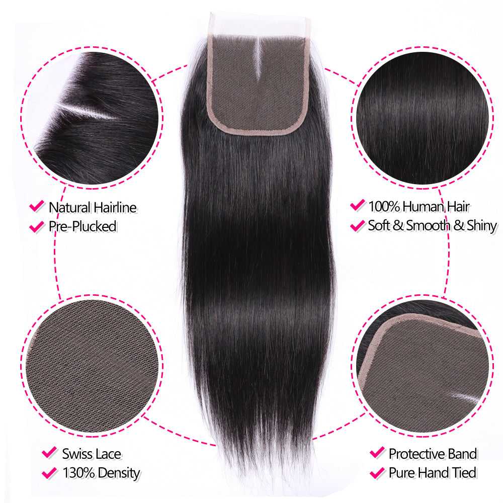 
            
                Load image into Gallery viewer, Sdamey Brazilian Straight Human Hair 5X5 Lace Closure
            
        