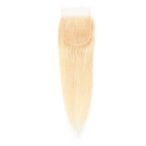 613 Blonde Straight Human Hair 3 bundles with Closure