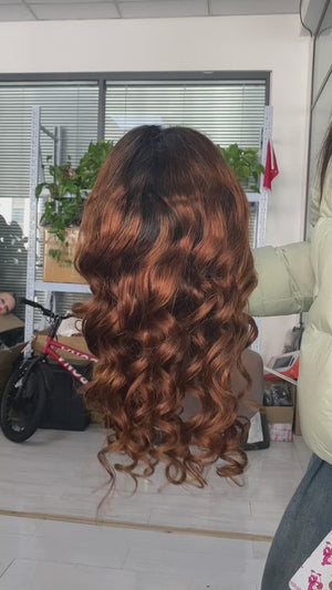 
            
                Load and play video in Gallery viewer, Ombre Color Loose Wave Transparent Lace Front Wig Human Hair Wigs For Black Women
            
        