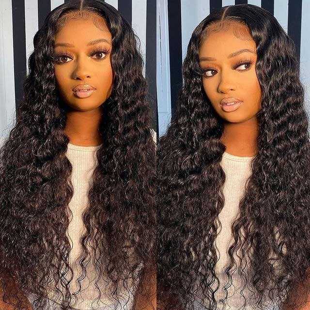 
            
                Load image into Gallery viewer, Sdamey Deep Wave Wig 4x4 5x5 6x6 Transparent Lace Closure Wig Human Hair
            
        