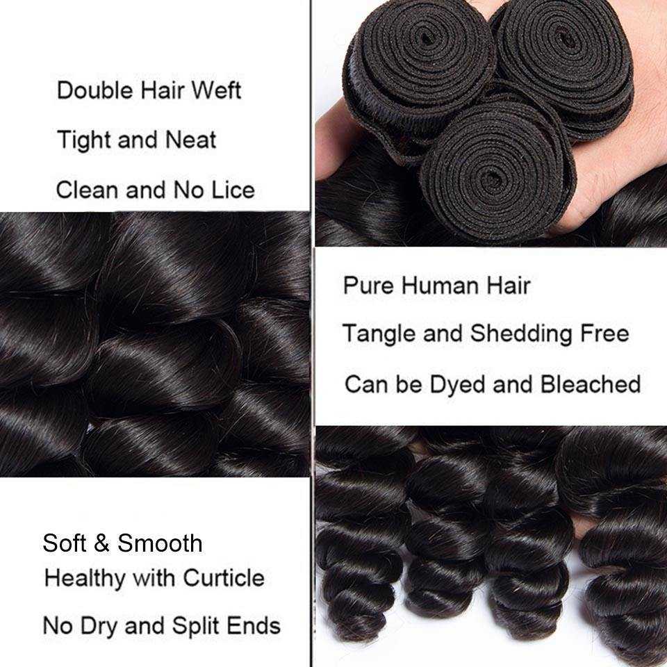 
            
                Load image into Gallery viewer, Sdamey 10A Unprocessed Virgin Loose Wave Hair 4pcs Human Hair Bundles
            
        