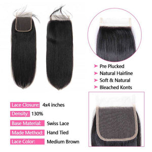 
            
                Load image into Gallery viewer, Sdamey Straight Hair Bundles With 4x4 Lace Closure 3 Bundles With Closure
            
        