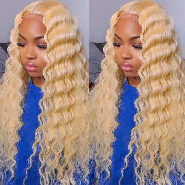 
            
                Load image into Gallery viewer, 613 Blonde Deep Wave 13x4/13x6 Transparent Lace Front Human Hair Wigs
            
        