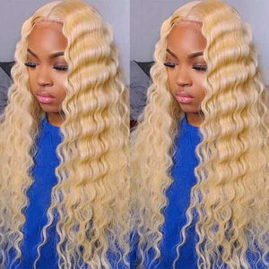 613 Blonde Deep Wave 13x4/13x6 Transparent Lace Front Human Hair Wigs