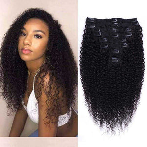 Kinky Curly Clip In Hair Extensions Human Hair