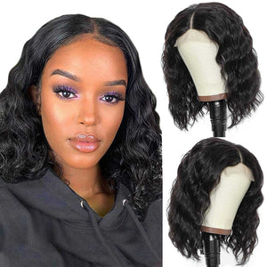 HD Transparent 13x6 Lace Front Wig Short Loose Deep Wave Bob Wig For Women