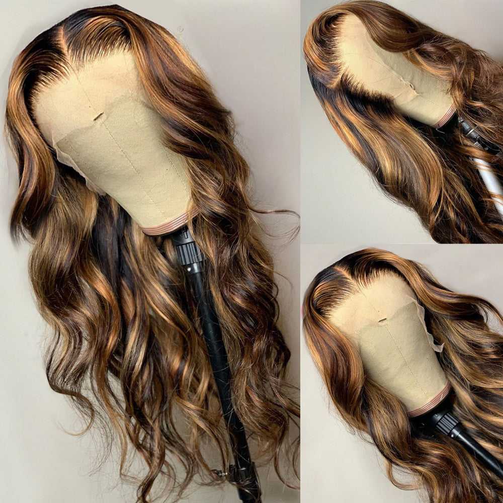 
            
                Charger l&amp;#39;image dans la galerie, Highlight Wig Body Wave 13x1 Lace Front Human Hair Wig
            
        