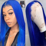 Green/ Purple/ Blue Straight Hair Lace Wig 100% Human hair