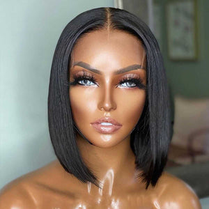 
            
                Load image into Gallery viewer, Stylish 4×4 Undetectable Lace Closure Straight Bob Wig
            
        