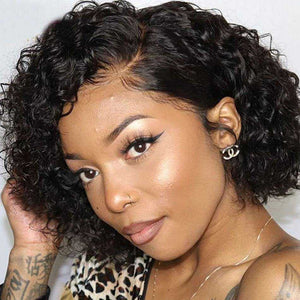 
            
                Load image into Gallery viewer, Curly Pixie Cut Lace Front Human Hair Wigs Short Pixie Cut  Wig
            
        