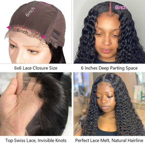 
            
                Load image into Gallery viewer, Sdamey Water Wave Transparent Lace Wigs 4x4/5x5/6x6 Lace Closure Human Hair Wigs
            
        