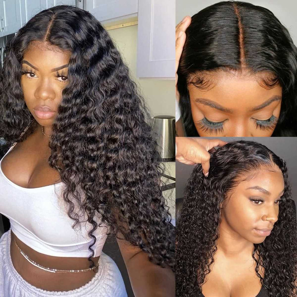 HD Transparent 360 Lace Frontal Wigs Deep Wave Human Hair Wigs Sdamey