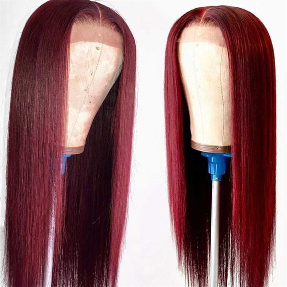 
            
                Load image into Gallery viewer, Burgundy Lace Front Wig Straight Hair 13*1 T Part Lace Wigs For Women
            
        