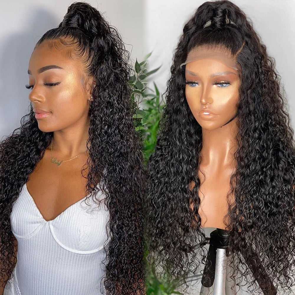 Sdamey Water Wave Transparent Lace Wigs 4x4/5x5/6x6 Lace Closure Human Hair Wigs