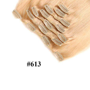 
            
                Load image into Gallery viewer, #613 Blonde Straight Clip In Hair Extensions Human Hair
            
        