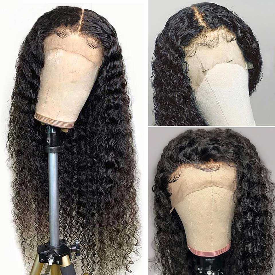 Curly Hair T Part Lace Front Wig 100% Human Hair Wig 180% Density