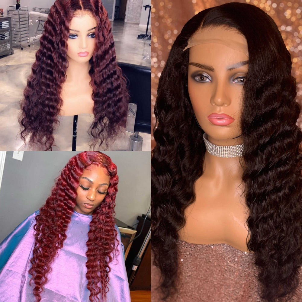 Sdamey 4x4/5x5 Lace Closure Wig Loose Deep Wave 100% Human Hair wigs